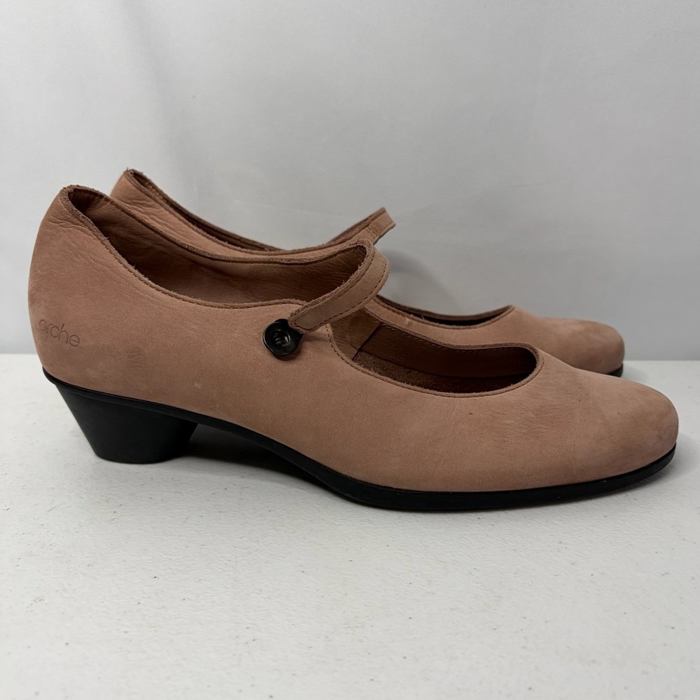 Arche Womens Blush Tan Nubuck Leather Mary Jane Low Block Heel Pumps Size 40